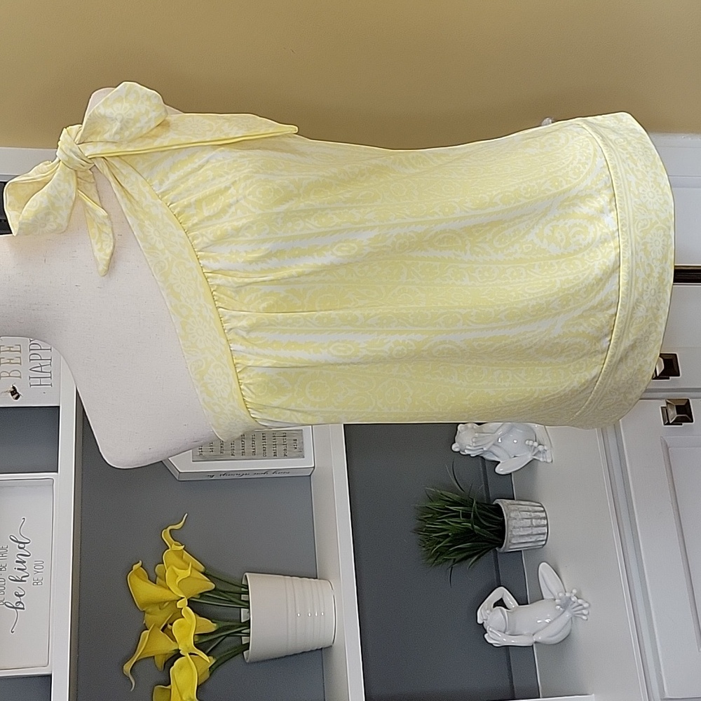 INC One Shoulder Yellow and White Top - Picture 9 of 9